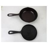 Lot of 2 Small Cast Iron Skillets - 6 5/8" & 5"