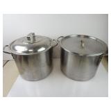 Lot of 2 Large Stainless Steel Lidded Stock Pots