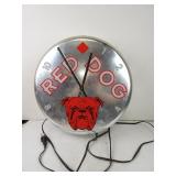 18" Red Dog Beer Lighted Bottle Cap Clock -