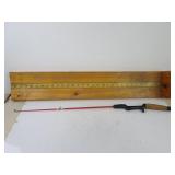 30" Wood Fish Ruler Board with Ice Fishing Pole
