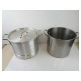Lot of 2 Medium Size Stainless Stock/Canning Pots