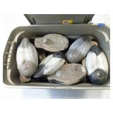 Lot of Misc. Duck Decoys in Lidded Tote