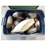 Lot of Misc. Duck Decoys in Lidded Tote