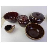 Lot of Vintage Brown Glazed Stoneware