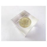 1964 Silver Kennedy Half Dollar in Resin Block