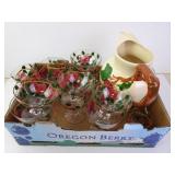 Lot of Vintage Apple Painted Glassware