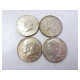 Lot of 4 U.S. 40% Silver Kennedy Half Dollars