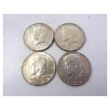 Lot of 4 U.S. 40% Silver Kennedy Half Dollars
