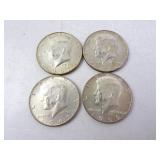 Lot of 4 U.S. 40% Silver Kennedy Half Dollars