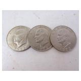 Lot of 3 U.S. Eisenhower Dollar Coins
