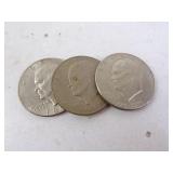 Lot of 3 U.S. Eisenhower Dollar Coins