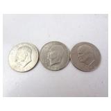 Lot of 3 U.S. Eisenhower Dollar Coins
