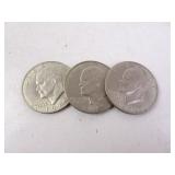 Lot of 3 U.S. Eisenhower Dollar Coins