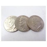 Lot of 3 U.S. Eisenhower Dollar Coins