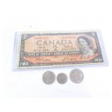 Lot of Misc. Canadian Money - $2 Bill & Coins