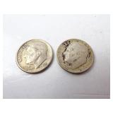 1948-P & 1960-D Silver U.S. Roosevelt Dimes