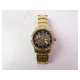 Armitron Automatic Skeleton Case Gold Tone Mens