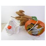 Lot of 3 Halloween Themed Items - Ceramic Lighted