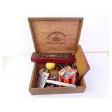 Lot of Misc. Small Vintage Items in Cigar Box