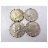 Lot of 4 U.S. 40% Silver Kennedy Half Dollars