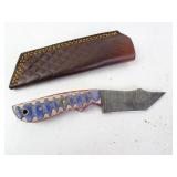 Damascus MHS Hunting Knife w/ Sheath