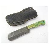 Damascus MHS Bull Cutter Hunting Knife w/ Sheath