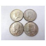 Lot of 4 U.S. 40% Silver Kennedy Half Dollars