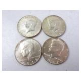Lot of 4 U.S. 40% Silver Kennedy Half Dollars