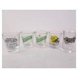 Lot of 5 Shot Glasses - Packers Donkey Kong Dr.