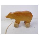 The Nature Company Carved Wood Bear Pull Toy