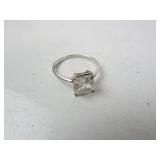 Sterling Silver CZ Square Stone Size 8 Womans