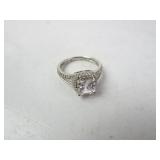 Sterling Silver CZ Cushion Cut Size 8 Womans Ring
