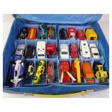 Lot of Misc. Vintage Die Cast Cars in Vinyl Case