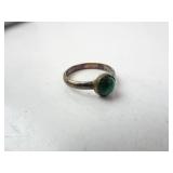 Sterling Silver Malachite Size 5 Womans Ring