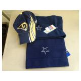 Lot of 3 NFL Apparel Items - Rams Hat & Cowboys