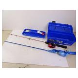 Two Youth Fishing Poles / Tackle Box w/ Contents