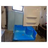 White Fiberglass Shower System - 47.5W x 34"D