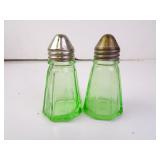 Pair of Uranium Glass Salt & Pepper Shakers