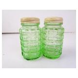 Pair of Uranium Glass Salt & Pepper Shakers