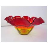 Vintage Blenko Handcrafted Duo-Tone Red/Yellow