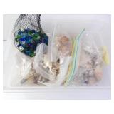 Large Lot of Misc Seashells & Glass Beads