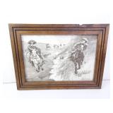 Frederic Remington Dragging Bulls Hide Embossed