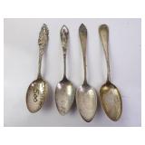 Lot of 4 Sterling Silver Misc. Souvenir Spoons