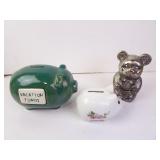 Lot of 3 Vintage Coin Banks - Piggy Banks &