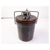 Small Vintage Lock Lid Stoneware Crock