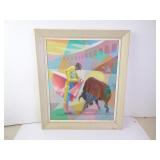 1958 Duran Bullfighter Abstract Painting in Frame