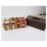 Vintage Wooden Poker Chip Set with Carrier