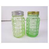 Pair of Uranium Glass Salt & Pepper Shakers
