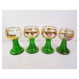 Lot of 4 Vintage 6" German Cordial Goblets -