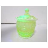 Antique Vaseline Uranium Glass Opalescent Lidded